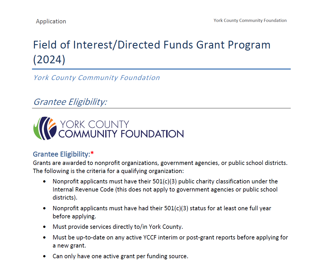 Field of Interest and Directed Fund Grant Application